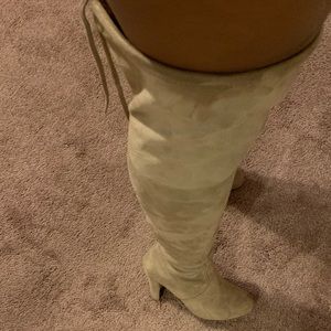 Tan suede over the knee boots